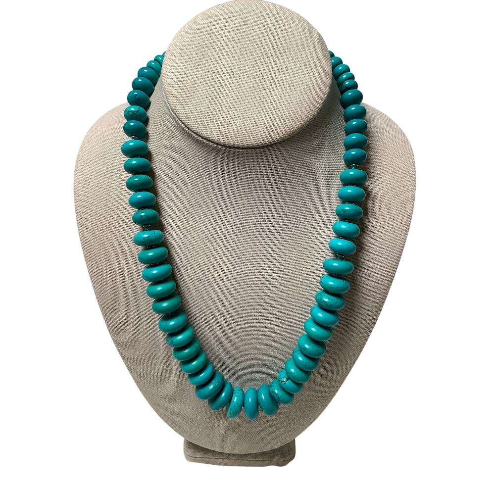 LUC 925 Sterling Silver Turquoise Beaded Statement Necklace Vintage Boho E3-29